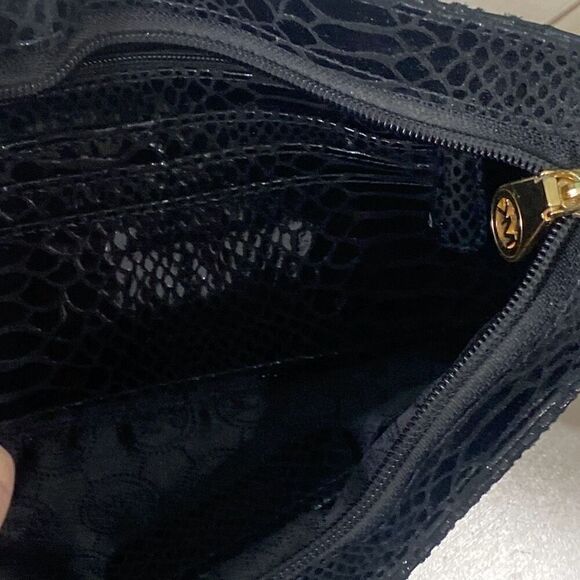 Michael Kors Women's Faux Snakeskin Bunched Clutch Convertible Crossbody Bag - Picture 6 of 8